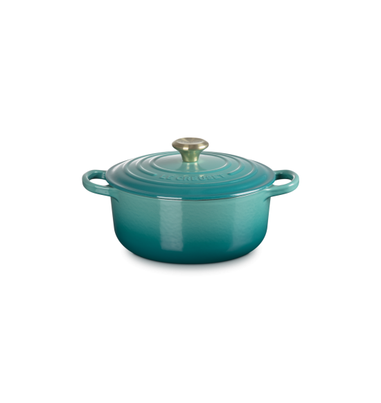 Cocotte Rotonda Evolution 20cm Blu Riviera con Pomolo Oro