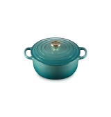 Cocotte Rotonda Evolution 20cm Blu Riviera con Pomolo Oro