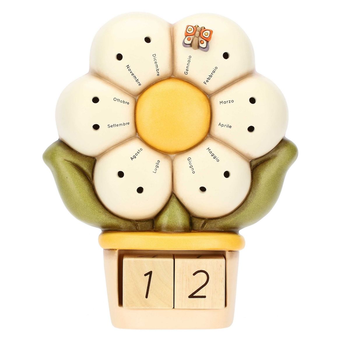 Immagine di Calendario con margherita e farfalla Ella in ceramica Country