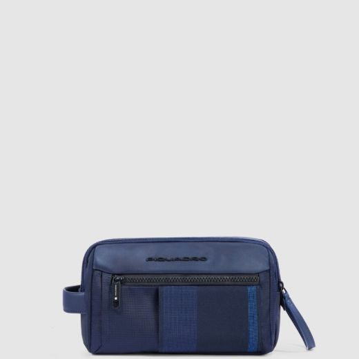 Immagine di Beauty 1 comparto in pelle e tessuto blu