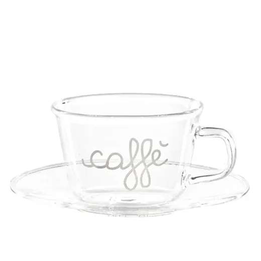 Immagine di SET 2 TAZZE C/P IN VETRO 100ML PAUSA CAFFE