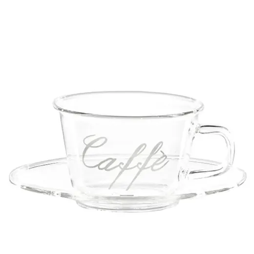 Immagine di SET 2 TAZZE C/P IN VETRO 100ML CAFFE CUORI