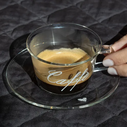 Immagine di SET 2 TAZZE C/P IN VETRO 100ML CAFFE CUORI