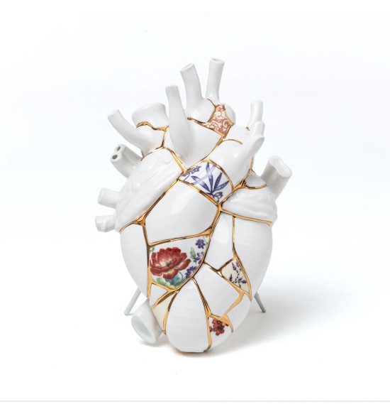 VASO IN PORCELLANA LOVE IN BLOOM - KINTSUGI CM.16,5x9 H.25